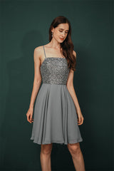 Gorgeous Beadings Silver Party Dress Halter Short Criss-cross Homecoming Dress-Dbrbridal