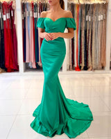 Gorgeous Green Mermaid Evening Dress Long On Sale Off-the-Shoulder-Dbrbridal