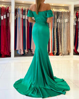 Gorgeous Green Mermaid Evening Dress Long On Sale Off-the-Shoulder-Dbrbridal