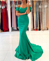 Gorgeous Green Mermaid Evening Dress Long On Sale Off-the-Shoulder-Dbrbridal