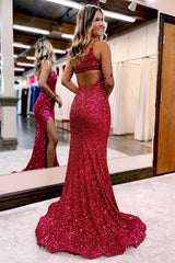 Gorgeous Long Sequined Mermaid Evening Dress One Shoulder-Dbrbridal