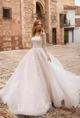 Gorgeous Long Sleeves Ball Gown Wedding Dress Lace Tulle-Dbrbridal