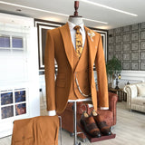 Gorgeous Orange Peaked Lapel Double Breasted Waistcoat Tailored Prom Suits For Men-Dbrbridal
