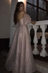 Gorgeous Pearl Pink Sequins High Split A-line Formal Dresses with Bracelet-Dbrbridal