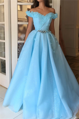 Gorgeous Sequins Off-the-Shoulder Party Dresses Charming Sweetheart Sleeveless Beading Long Prom Dresses-Dbrbridal