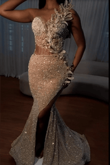 Gorgeous Sweetheart Sleeveless Mermaid Prom Dresses With Split Sequins Beadings-Dbrbridal