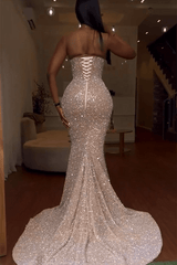Gorgeous Sweetheart Sleeveless Mermaid Prom Dresses With Split Sequins Beadings-Dbrbridal