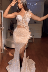 Gorgeous Sweetheart Sleeveless Mermaid Prom Dresses With Split Sequins Beadings-Dbrbridal