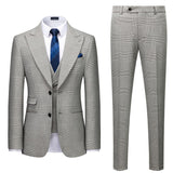 Gray Plaid New Arrival Peaked Lapel Slim Fit Men Suit for Prom-Dbrbridal