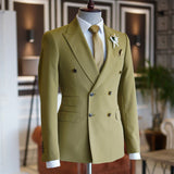 Green Peaked Lapel Double Breasted Men's Prom Suits-Dbrbridal