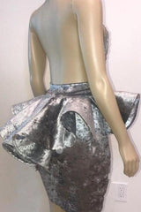 Halter Keyhole Neckline Appliques Short Prom Dresses-Dbrbridal