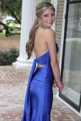 Halter Mermaid Prom Dress with Pleats-Dbrbridal