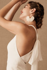 Halter Wedding Dress Sleeveless Bows Bridal Gowns With Train-Dbrbridal