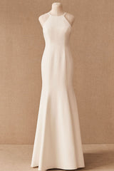 Halter Wedding Dress Sleeveless Bows Bridal Gowns With Train-Dbrbridal