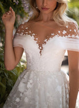 Illusion Neck Lace Wedding Dress-Dbrbridal