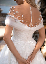 Illusion Neck Lace Wedding Dress-Dbrbridal