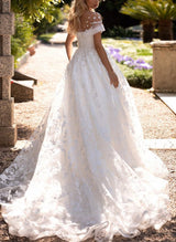 Illusion Neck Lace Wedding Dress-Dbrbridal