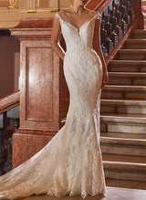 Illusion Neck Sleeveless Tulle Wedding Dress Back Hole-Dbrbridal