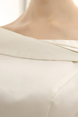 Ivory A-Line Sweep Bridal Wedding Dress With Off-The-Shoulder Ruffles Exclusive-Dbrbridal