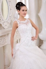 Ivory Ball Gown Jewel Neck Sequin Chapel Train Wedding Dress For Bride Exclusive-Dbrbridal