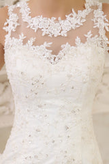 Ivory Ball Gown Jewel Neck Sequin Chapel Train Wedding Dress For Bride Exclusive-Dbrbridal