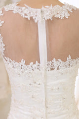 Ivory Ball Gown Jewel Neck Sequin Chapel Train Wedding Dress For Bride Exclusive-Dbrbridal