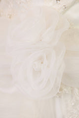 Ivory Ball Gown Jewel Neck Sequin Chapel Train Wedding Dress For Bride Exclusive-Dbrbridal