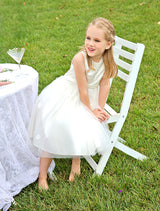 Ivory Boho Pearls Beaded Satin Sash Short Kids Toddlers Party Tutu Dress-Dbrbridal