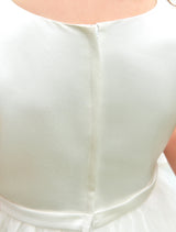 Ivory Boho Pearls Beaded Satin Sash Short Kids Toddlers Party Tutu Dress-Dbrbridal