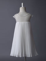 Ivory flower girl dress Boho Beaded Pleated Kids Party Dresses-Dbrbridal