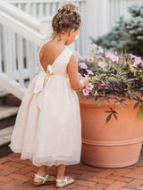 Ivory Jewel Neck Ankle-Length Butterfly Formal Kids Pageant flower girl dresses-Dbrbridal