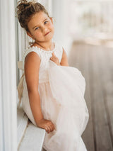 Ivory Jewel Neck Ankle-Length Butterfly Formal Kids Pageant flower girl dresses-Dbrbridal