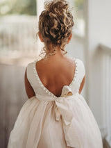 Ivory Jewel Neck Ankle-Length Butterfly Formal Kids Pageant flower girl dresses-Dbrbridal