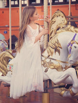Ivory Jewel Neck Long Sleeves Lace Kids Party Dresses-Dbrbridal