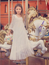 Ivory Jewel Neck Long Sleeves Lace Kids Party Dresses-Dbrbridal