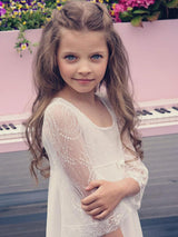 Ivory Jewel Neck Long Sleeves Lace Kids Party Dresses-Dbrbridal