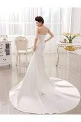 Ivory Mermaid Court Train Bridal Wedding Dress With Strapless-Dbrbridal
