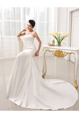Ivory Mermaid Court Train Bridal Wedding Dress With Strapless-Dbrbridal