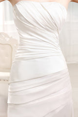 Ivory Mermaid Court Train Bridal Wedding Dress With Strapless-Dbrbridal