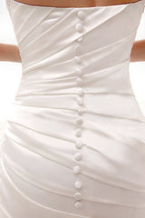 Ivory Mermaid Court Train Bridal Wedding Dress With Strapless-Dbrbridal