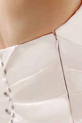 Ivory Mermaid Court Train Bridal Wedding Dress With Strapless-Dbrbridal