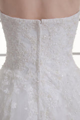 Ivory Sweetheart Neck Strapless Beading Net Wedding Dress-Dbrbridal