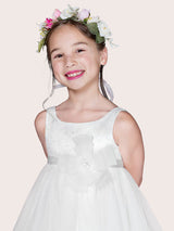 Ivory Tulle Jewel Neck Sleeveless A-Line Kids Party Dresses-Dbrbridal