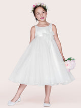 Ivory Tulle Jewel Neck Sleeveless A-Line Kids Party Dresses-Dbrbridal