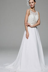 Ivory Wedding Dress Illusion Rhinestone Lace Satin Wedding Gown-Dbrbridal