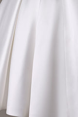 Ivory Wedding Dresses Short Satin Knee Length Bow Sash Retro Bridal Dress Exclusive-Dbrbridal