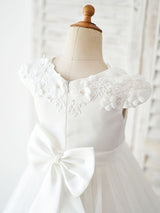 Jewel Neck Beaded Kids Back Bow Beaded Social Party Dresses-Dbrbridal