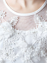 Jewel Neck Half Sleeves Bows Kids Party Dresses-Dbrbridal