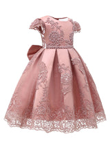 Jewel Neck Lace Short Sleeves Short Kids Social Party Princess Dresses-Dbrbridal