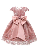 Jewel Neck Lace Short Sleeves Short Kids Social Party Princess Dresses-Dbrbridal